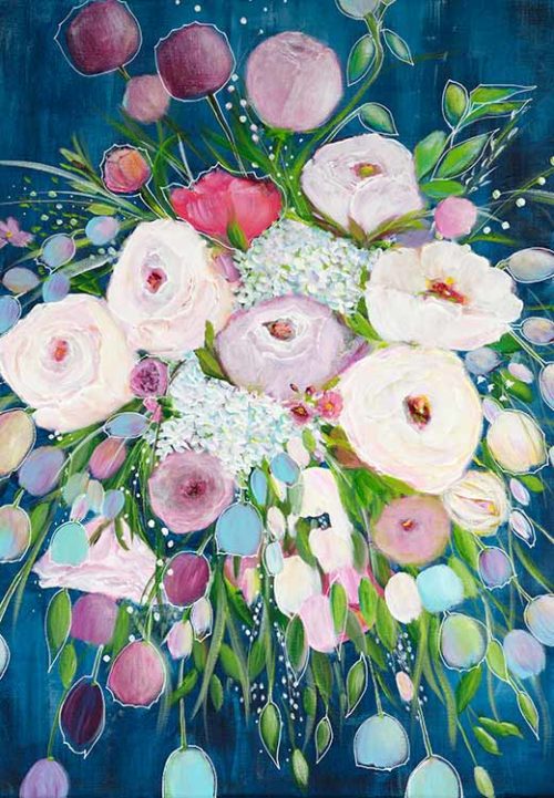 Flowers on Darkblue - Sandra Gebhardt-Hoepfner