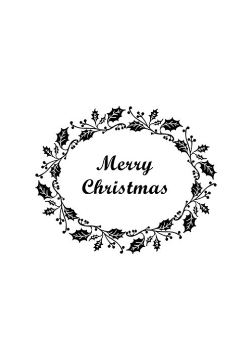 Christmas Wreath B&W