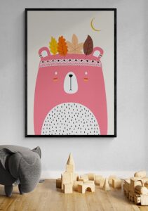 Cute Pink Little Bear - Kubistika